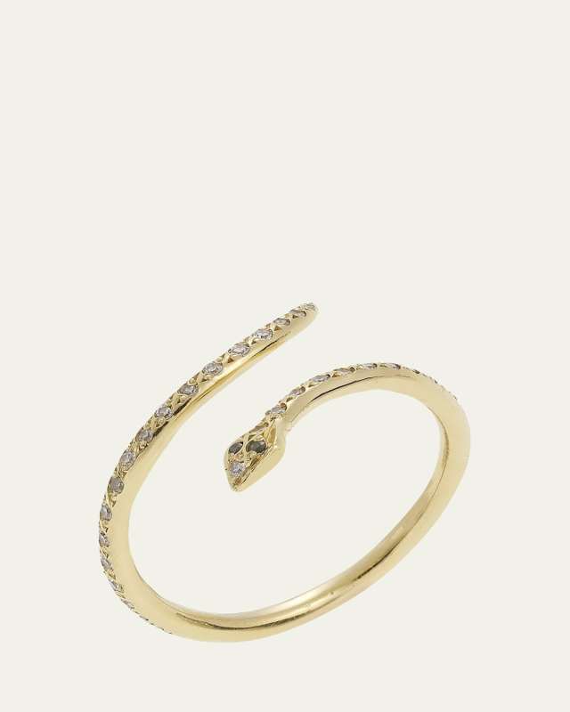 18K Yellow Gold Small Python Ring with Diamonds, Size